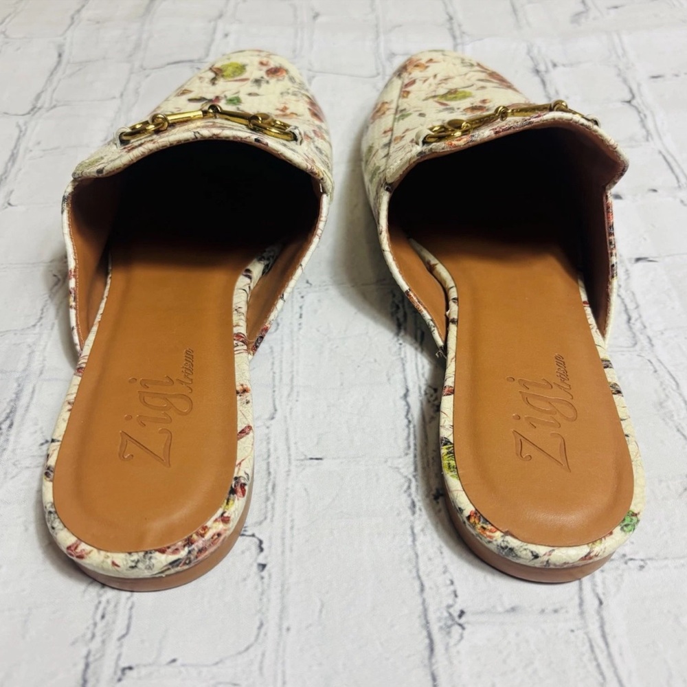 Zigi Artisan Floral Snake Embossed Horsebit Loafer Mules 10 Chic Slip-On Shoes - Picture 4 of 15